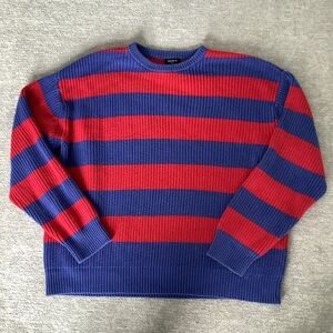 Forever 21 Men’s Red and Blue Striped Crewneck Sweater Sz. XL
